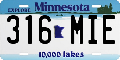 MN license plate 316MIE
