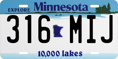 MN license plate 316MIJ