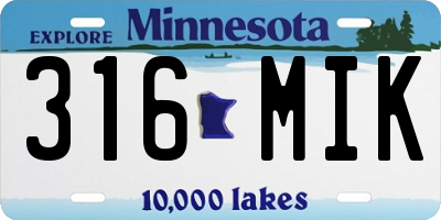 MN license plate 316MIK