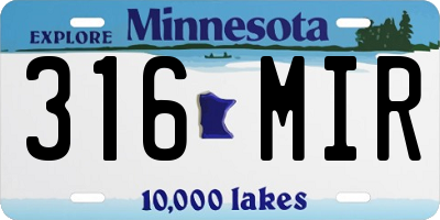 MN license plate 316MIR