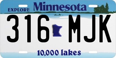MN license plate 316MJK