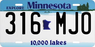 MN license plate 316MJO