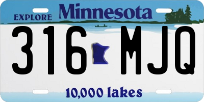 MN license plate 316MJQ