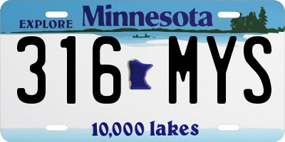 MN license plate 316MYS