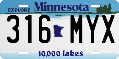MN license plate 316MYX