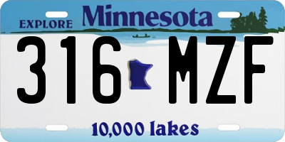MN license plate 316MZF