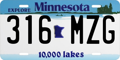 MN license plate 316MZG