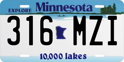 MN license plate 316MZI