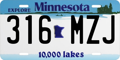 MN license plate 316MZJ
