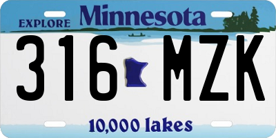 MN license plate 316MZK