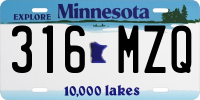 MN license plate 316MZQ