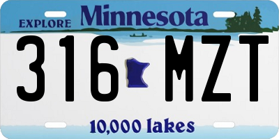 MN license plate 316MZT