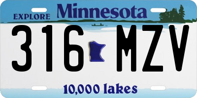 MN license plate 316MZV