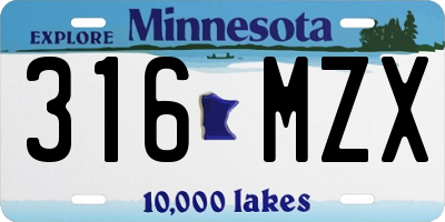 MN license plate 316MZX