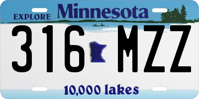 MN license plate 316MZZ