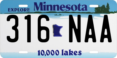 MN license plate 316NAA