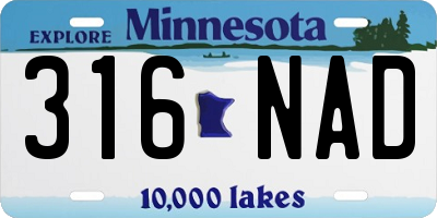 MN license plate 316NAD