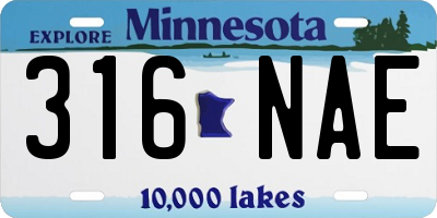 MN license plate 316NAE