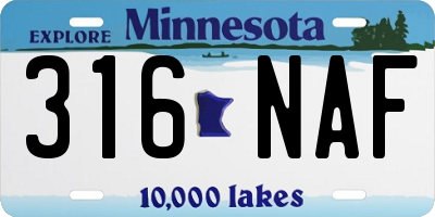 MN license plate 316NAF