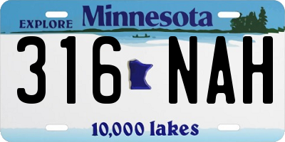 MN license plate 316NAH