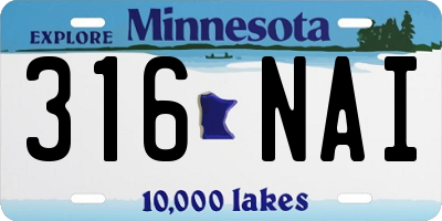 MN license plate 316NAI