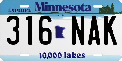 MN license plate 316NAK