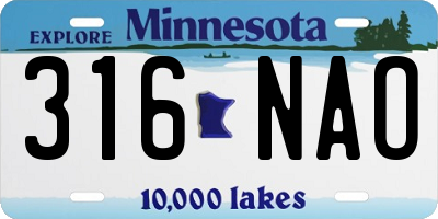 MN license plate 316NAO