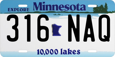 MN license plate 316NAQ