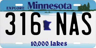 MN license plate 316NAS