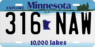 MN license plate 316NAW