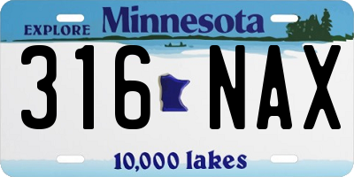MN license plate 316NAX