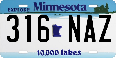 MN license plate 316NAZ