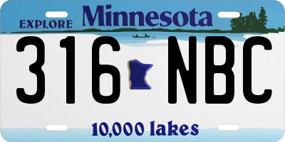 MN license plate 316NBC