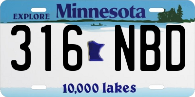 MN license plate 316NBD