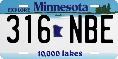 MN license plate 316NBE