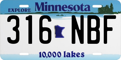 MN license plate 316NBF