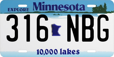 MN license plate 316NBG