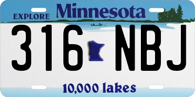 MN license plate 316NBJ