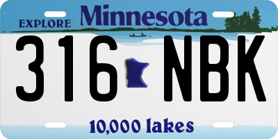 MN license plate 316NBK