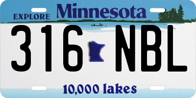 MN license plate 316NBL