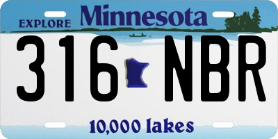 MN license plate 316NBR