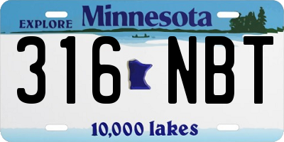 MN license plate 316NBT
