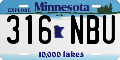 MN license plate 316NBU