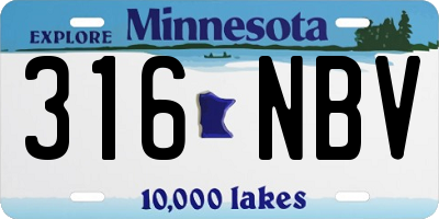 MN license plate 316NBV