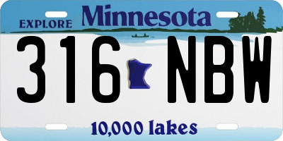 MN license plate 316NBW
