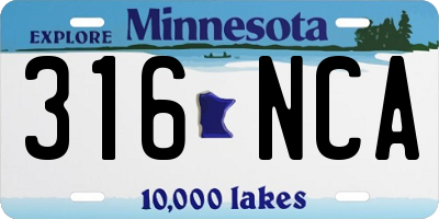 MN license plate 316NCA