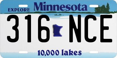 MN license plate 316NCE