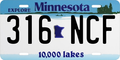 MN license plate 316NCF