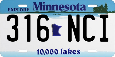 MN license plate 316NCI