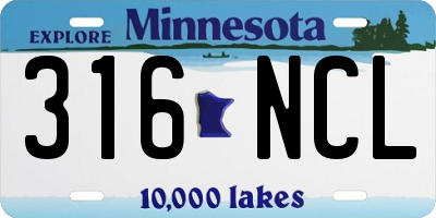 MN license plate 316NCL